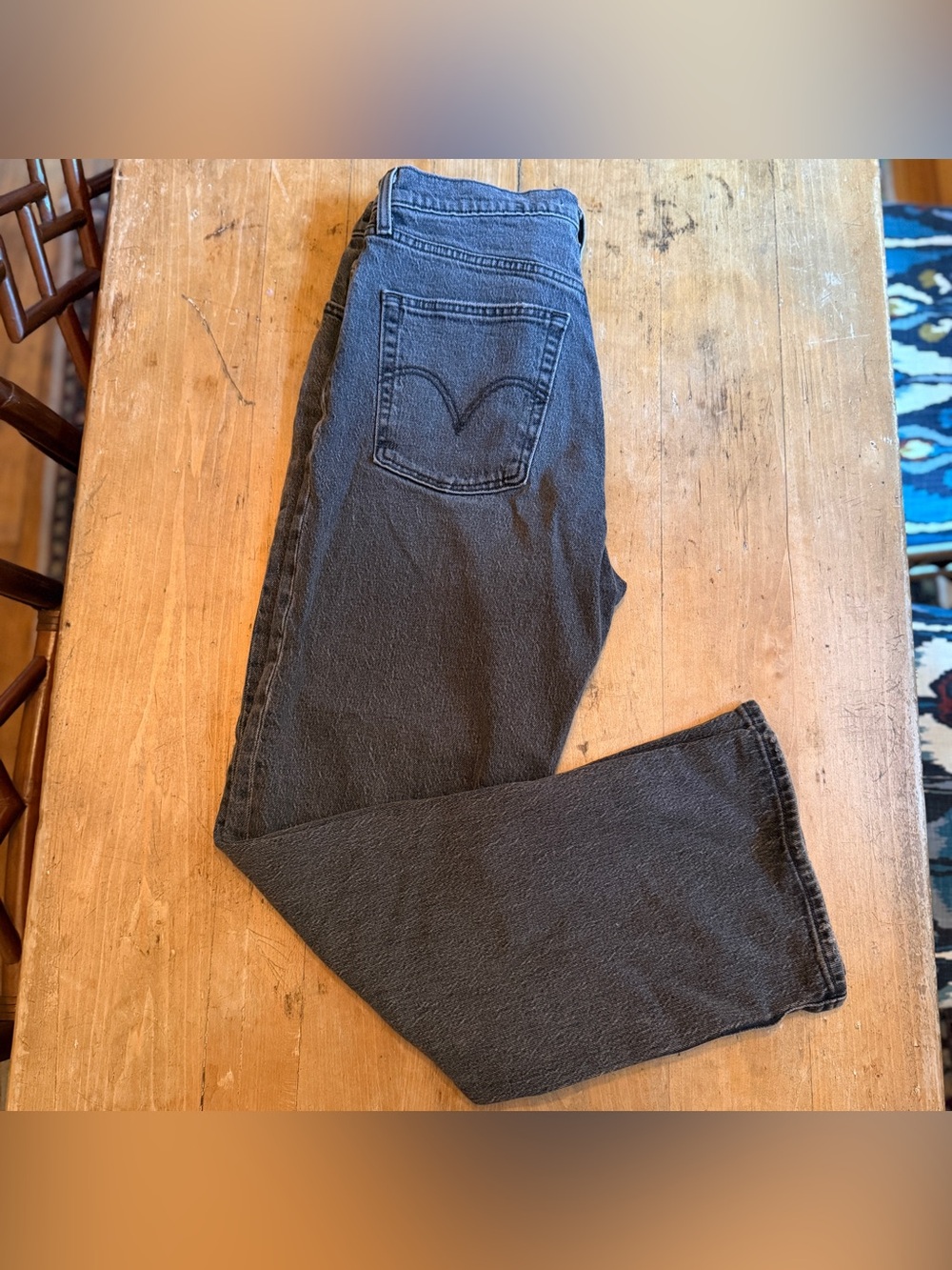 Levi’s Premium Ribcage Straight Ankle Jeans High Rise Black Wash Size 29